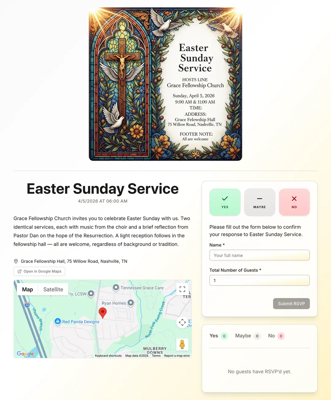 church-event invite preview