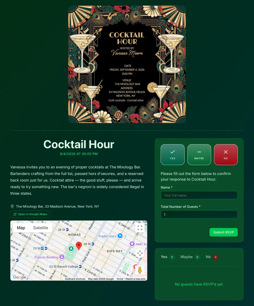 cocktail-party invite preview