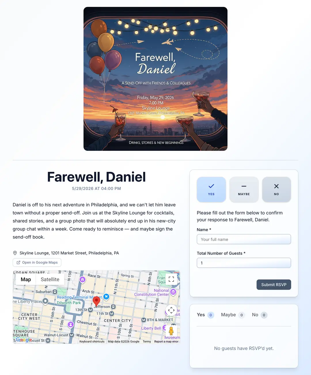 farewell-party invite preview