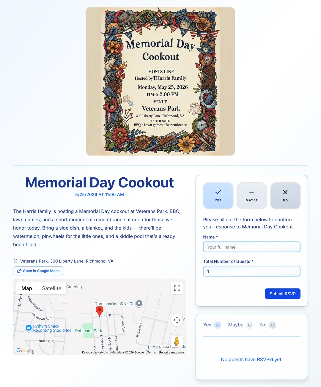 memorial-day-party invite preview