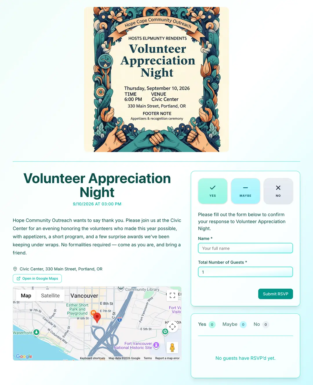 organization-event invite preview