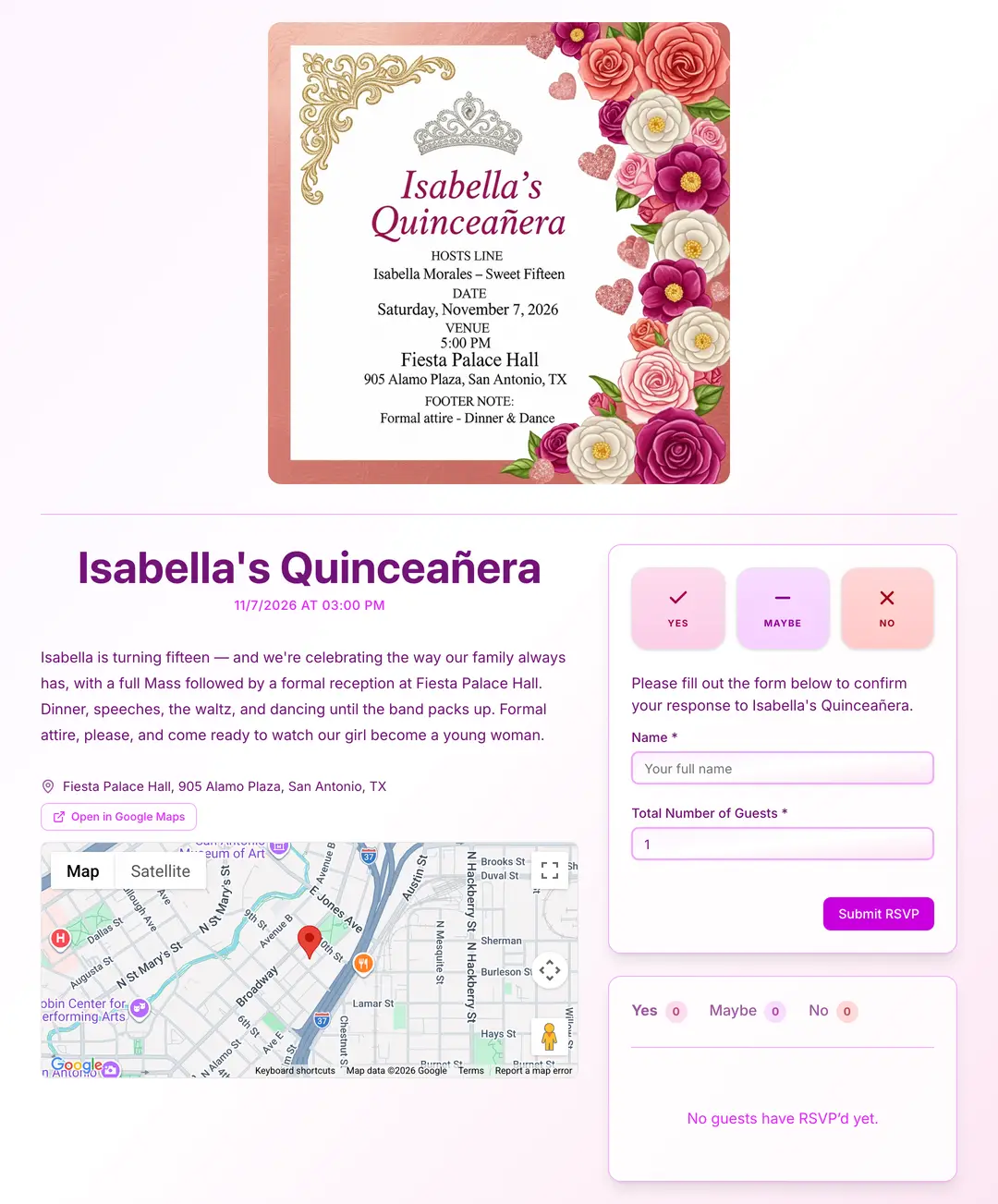quinceanera invite preview