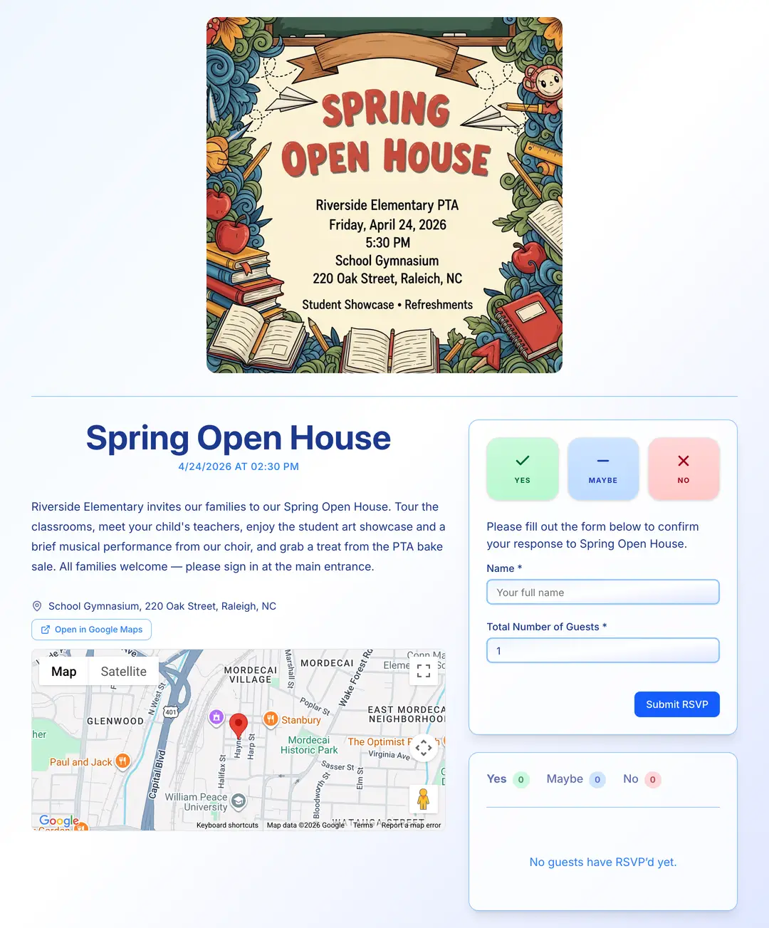 school-event invite preview
