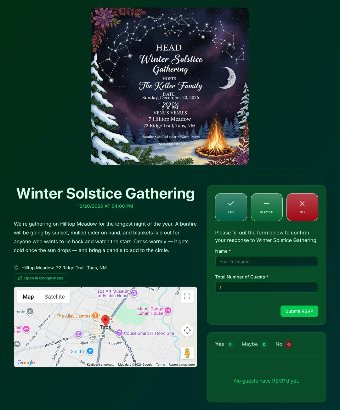 solstice-gathering invite preview