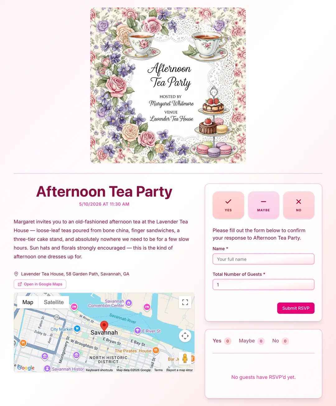 tea-party invite preview