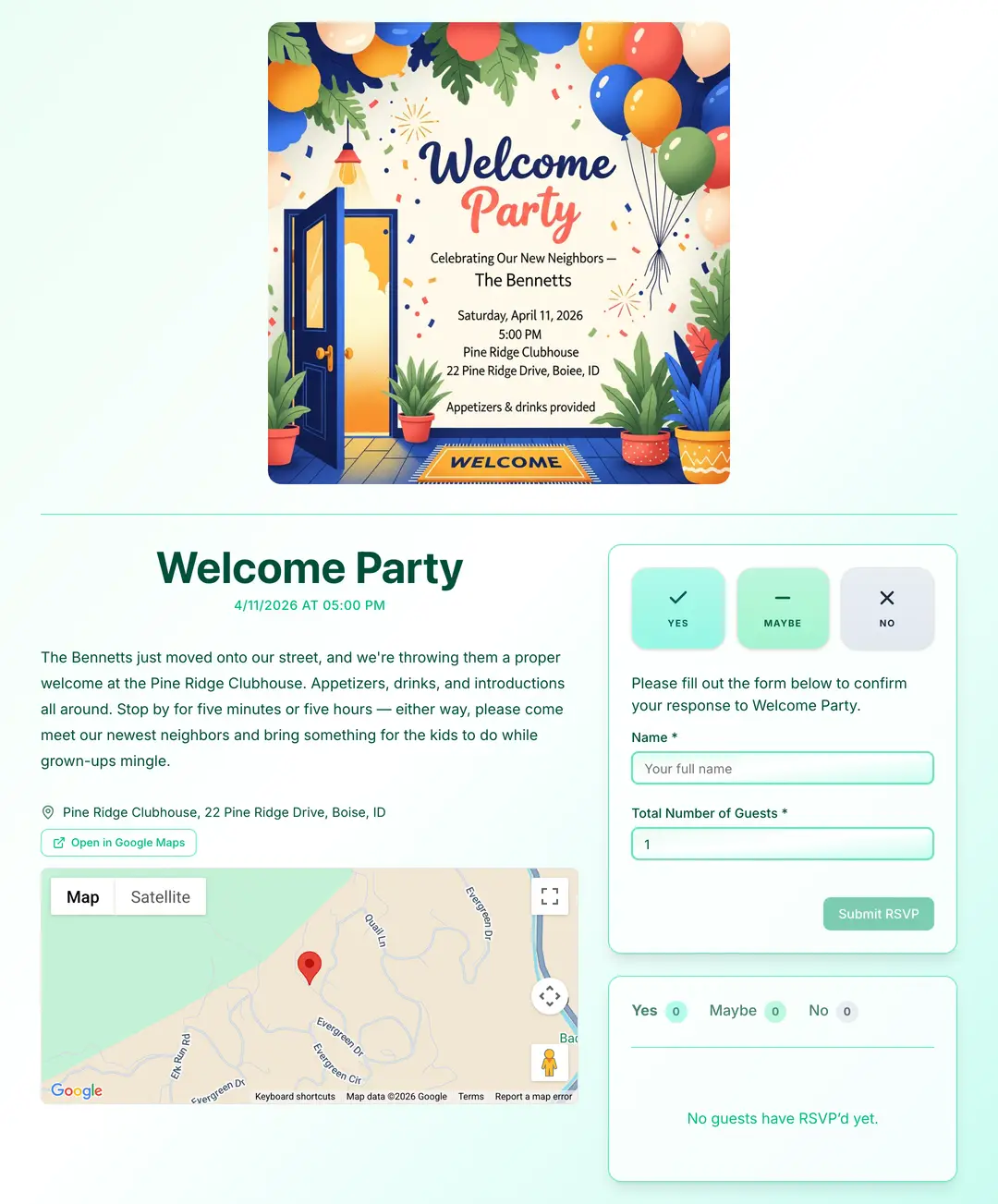 welcome-party invite preview
